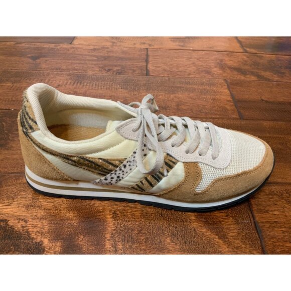 Gola Cream & Tan Suede Animal Print Lace-Up Sneakers, Size 10 | 41 - Picture 1 of 8